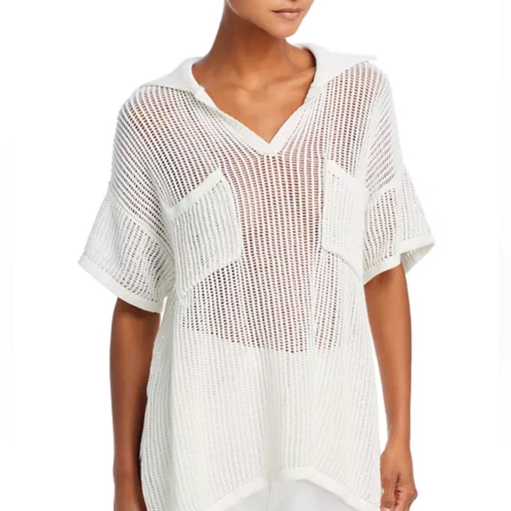 Vintage Havana Box Knit Collared V-Neck Polo Top